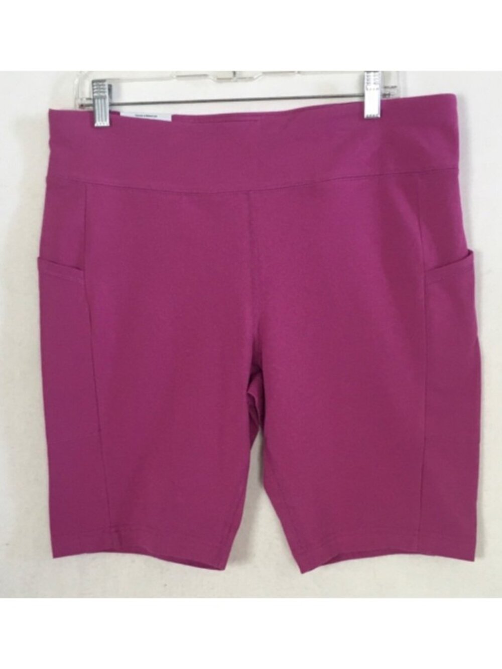 Terra and Sky Bike Shorts Women Size 14W Pink High Rise Pockets 9 in Inseam New